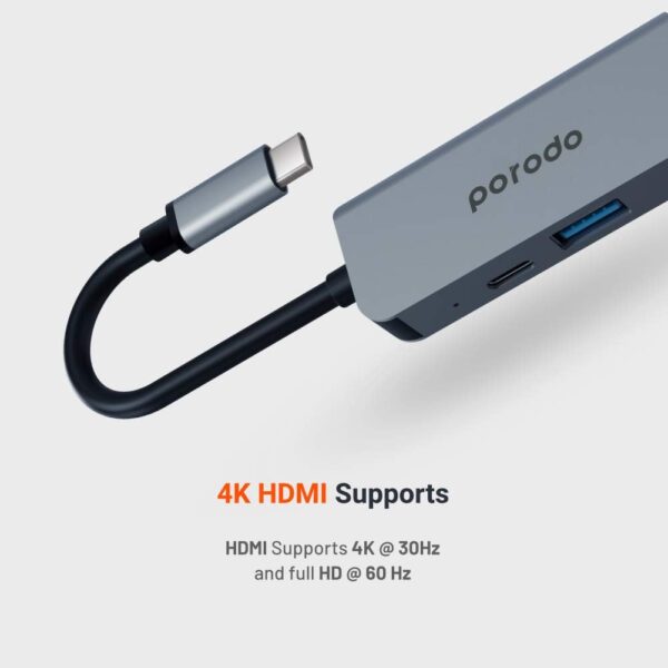 PORODO 3IN1 USB-C HUB موزع 3 في 1 USB-C بورودو - Image 4