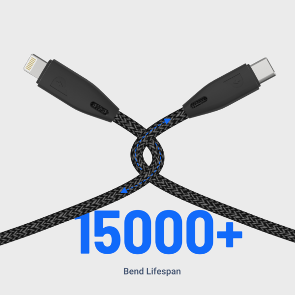 Powerology Braided USB-C to Lightning Cable (1.2m/4ft) - Image 3