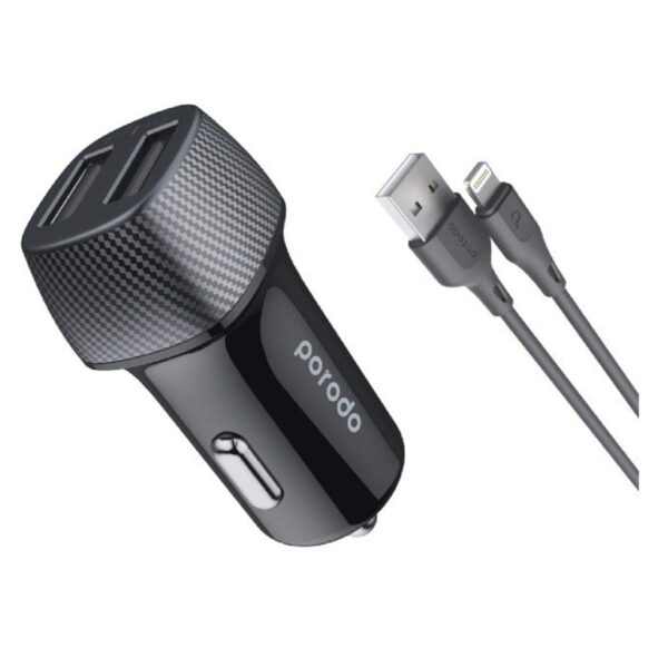 Porodo Dual Port Car Charger 3.4A